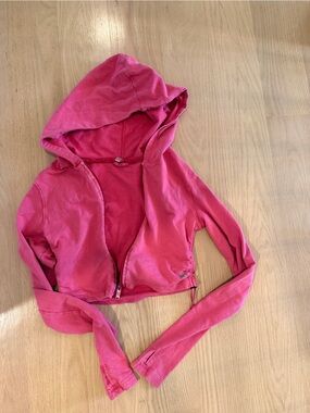FP Movement by Free People Hot Pink Cropped Zip Hoodie